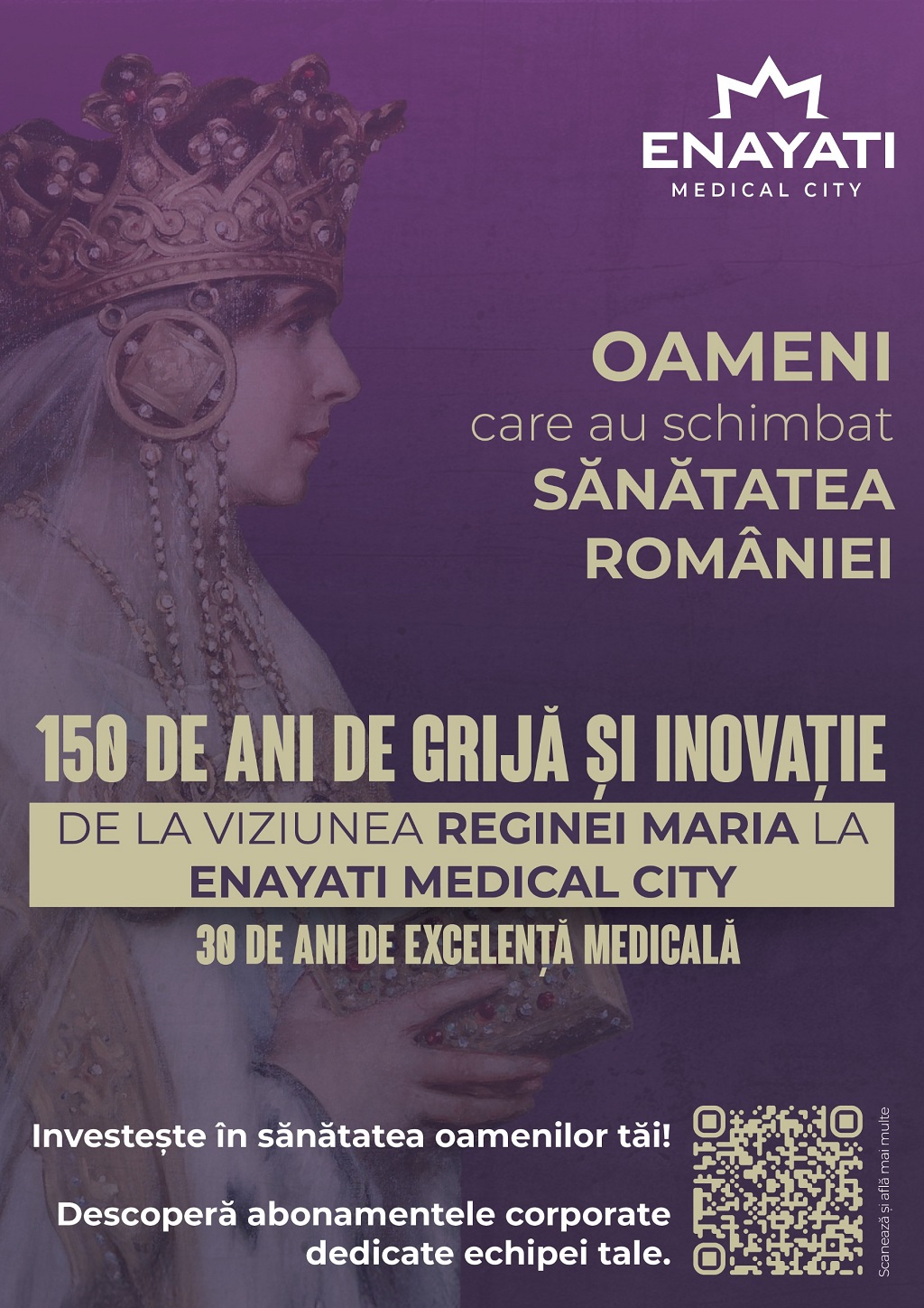 Enayati Medical City lansează abonamentele aniversare corporate, la 150 de ani de la nașterea Reginei Maria și 30 de ani de pionierat în sănătatea privată