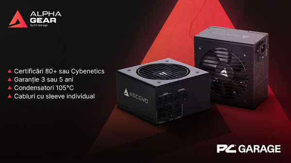 PC Garage lansează sursele ALPHAGEAR pentru PC – gamele Stria, Sustain și Ascend