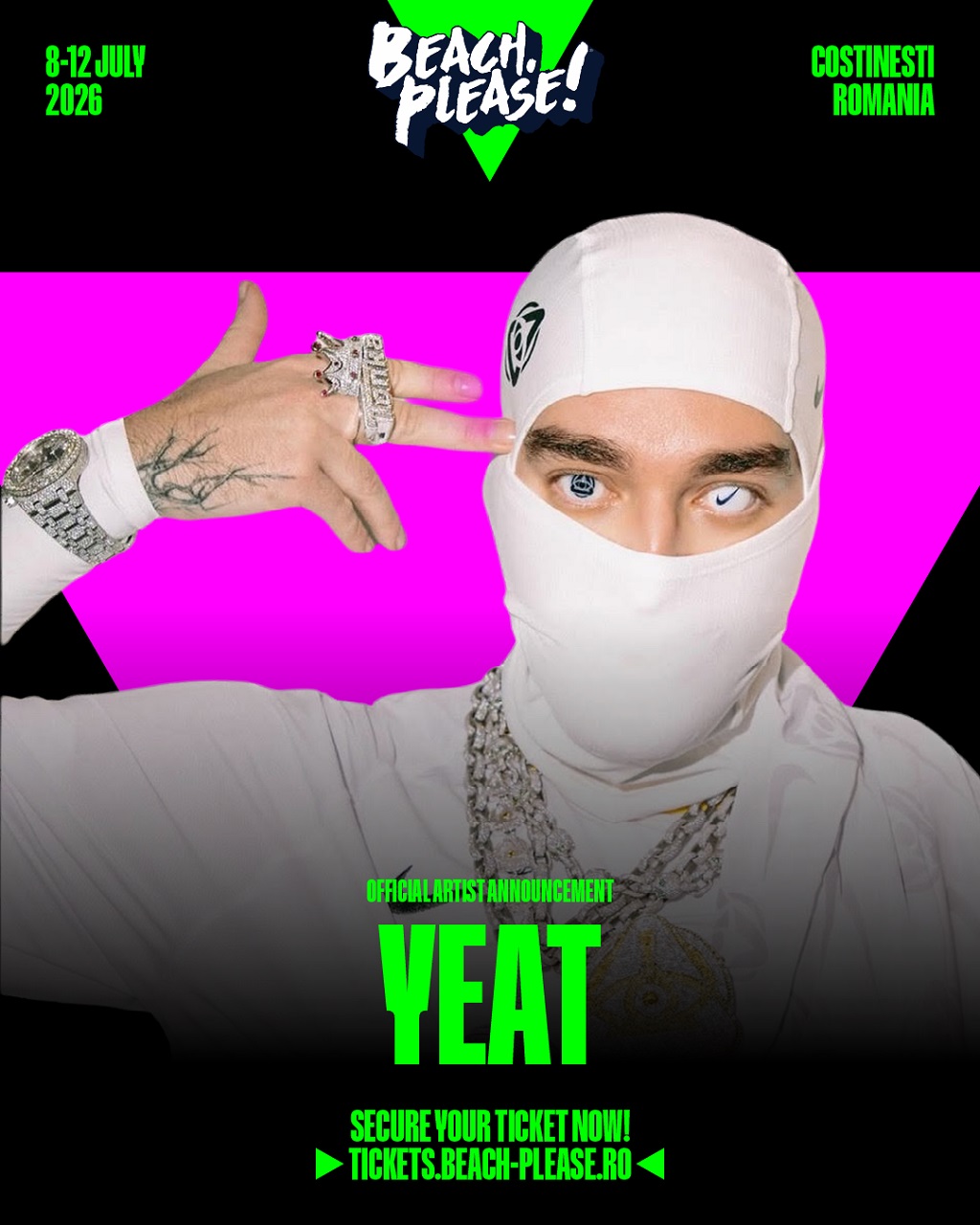 Yeat revine la Beach, Please! 2026: artistul cu rădăcini românești urcă din nou pe scena de la Costinești