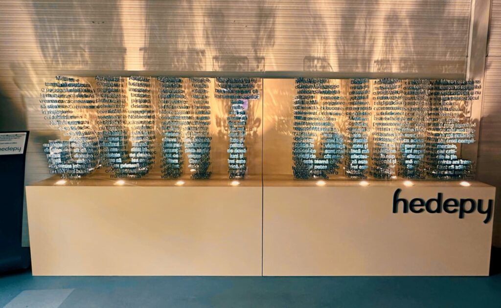 Hedepy transformă cel mai folosit răspuns din România într-o instalație despre sănătatea mintală, la MINA
